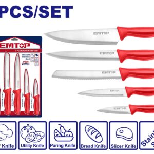 CUCHILLO COCINA SET X 5PCS ACERO INOXIDABLE -EMTOP EMKK1K51
