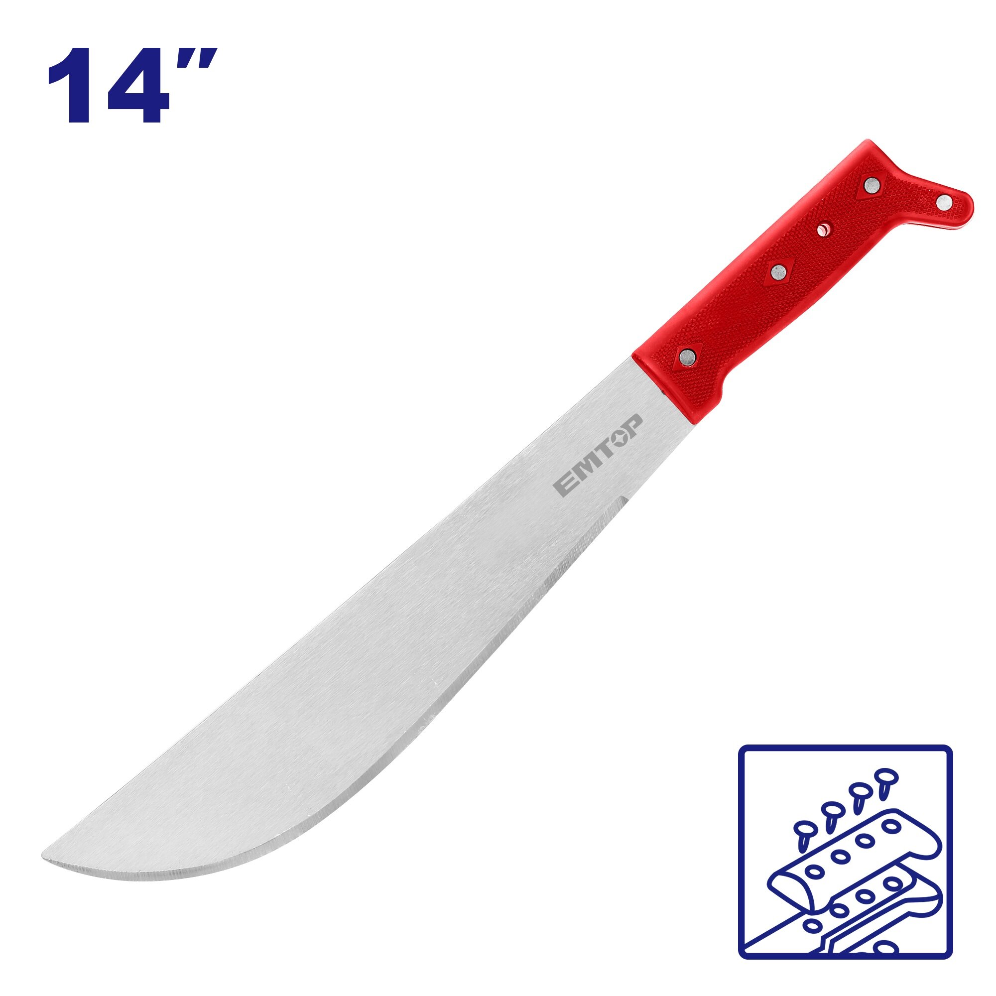 MACHETE 14 PULG CABO REMACHADO HOJA 1,9MM TV EMTOP EMNU0114