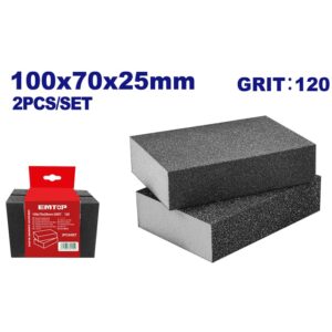 ESPONJA ABRASIVA X 2PCS METAL Y MADERA 120GR-EMTOP EMUK1502