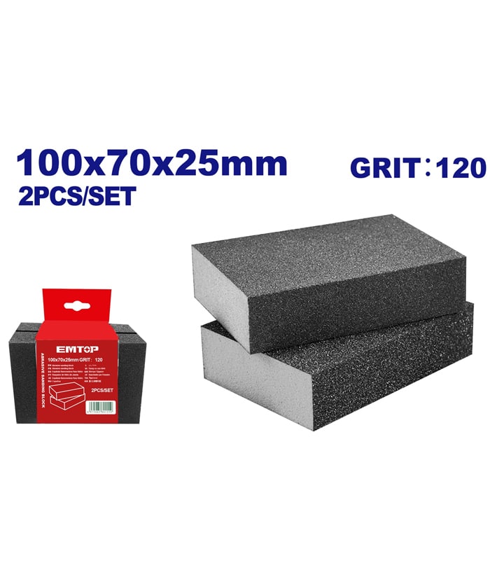 ESPONJA ABRASIVA X 2PCS METAL Y MADERA 120GR-EMTOP EMUK1502
