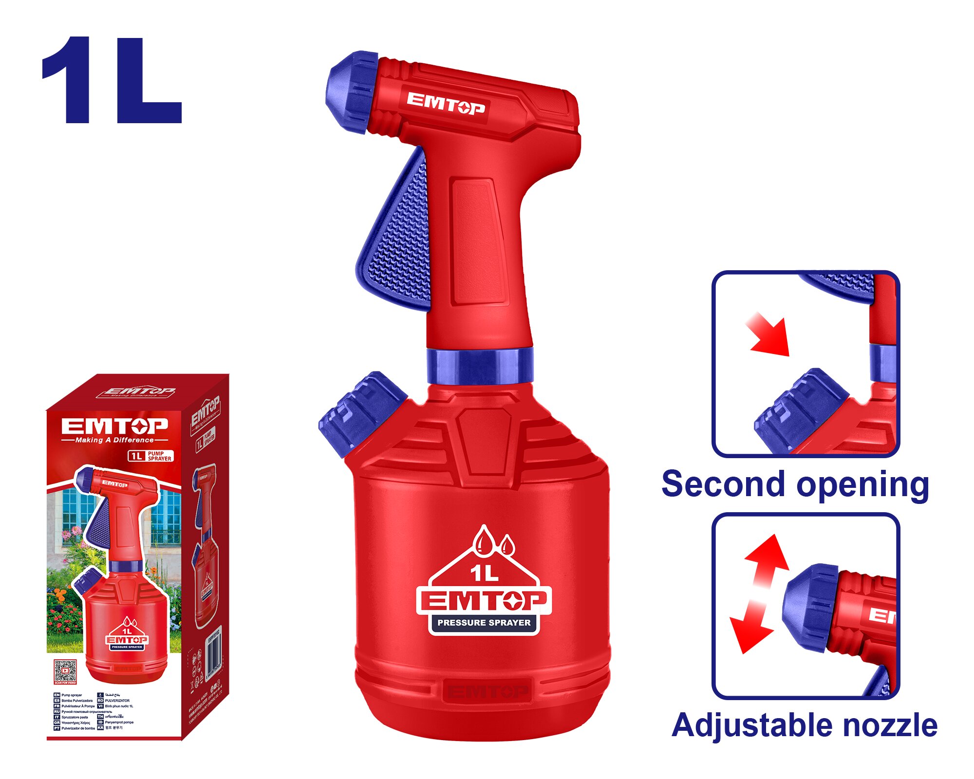 PULVERIZADOR/NEBULIZADOR PLASTICO 1L- EMTOP ESPP30102