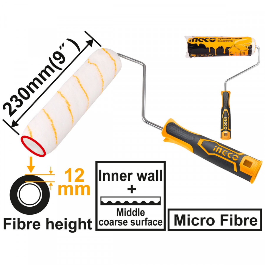 RODILLO 230 x 12 MM- MICROFIBRA INTERIOR-INGCO HRHT042301D