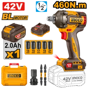 LLAVE DE IMPACTO 1/2 460NM 42V BL C/KIT-INGCO CIWLI42461-4