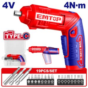 ATORNILLADOR 4NM 4V USB + ACCESORIOS-EMTOP ECSR0408