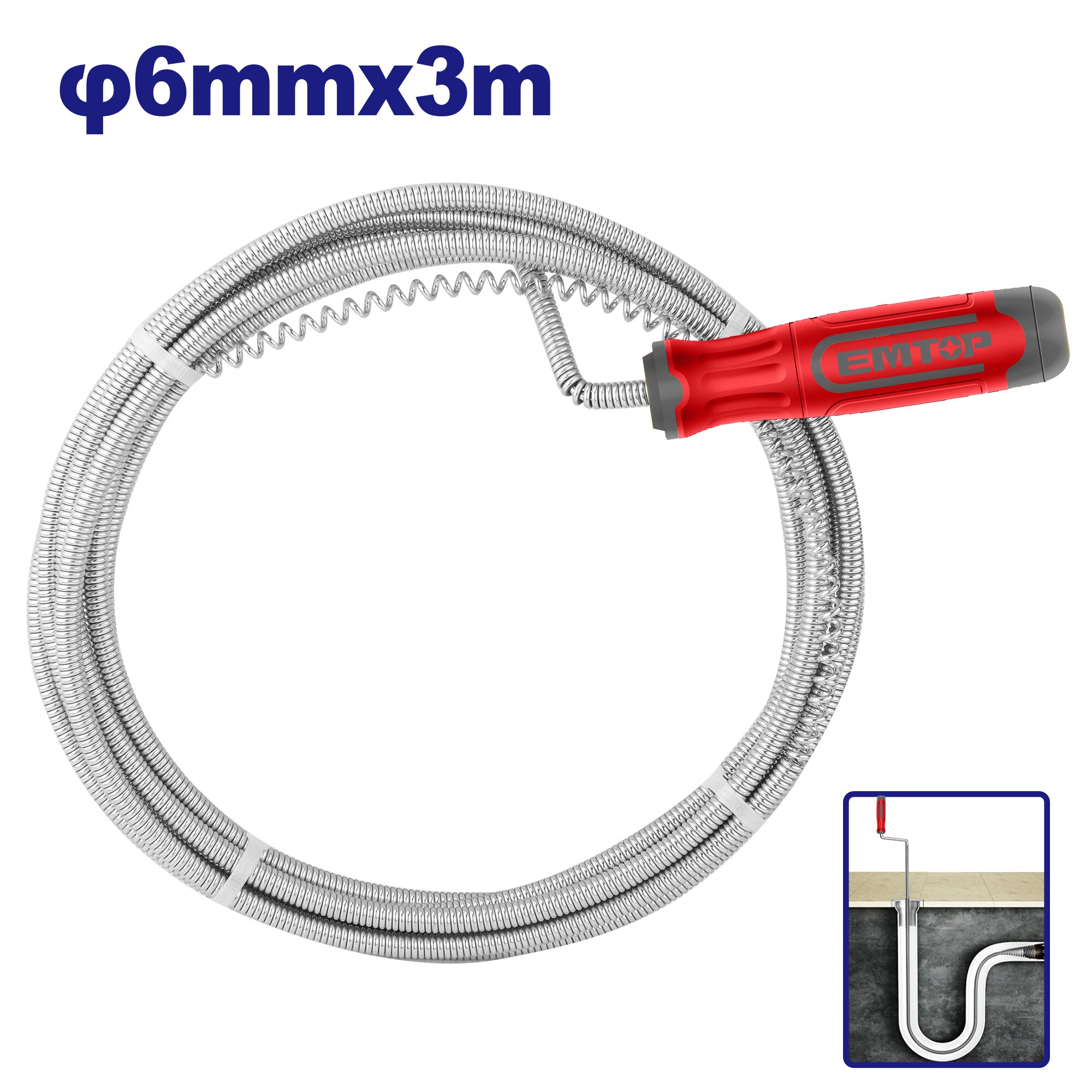 DESTAPACAÑERIA RESORTE 6MM 3MT - EMTOP EMDD2303
