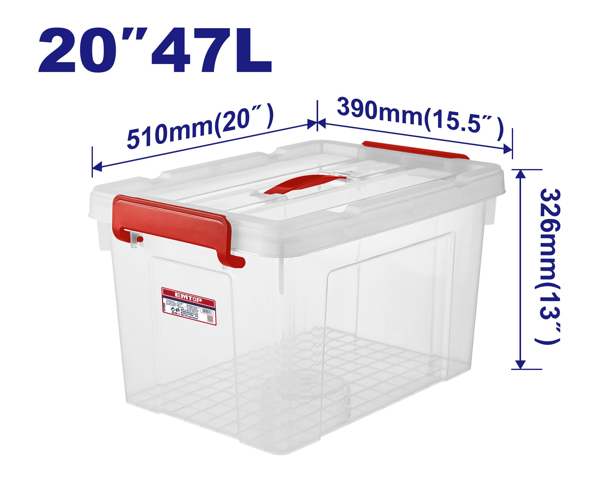 CONTENEDOR ORGANIZADOR INCOLORO 47LT - EMTOP EMTB2350