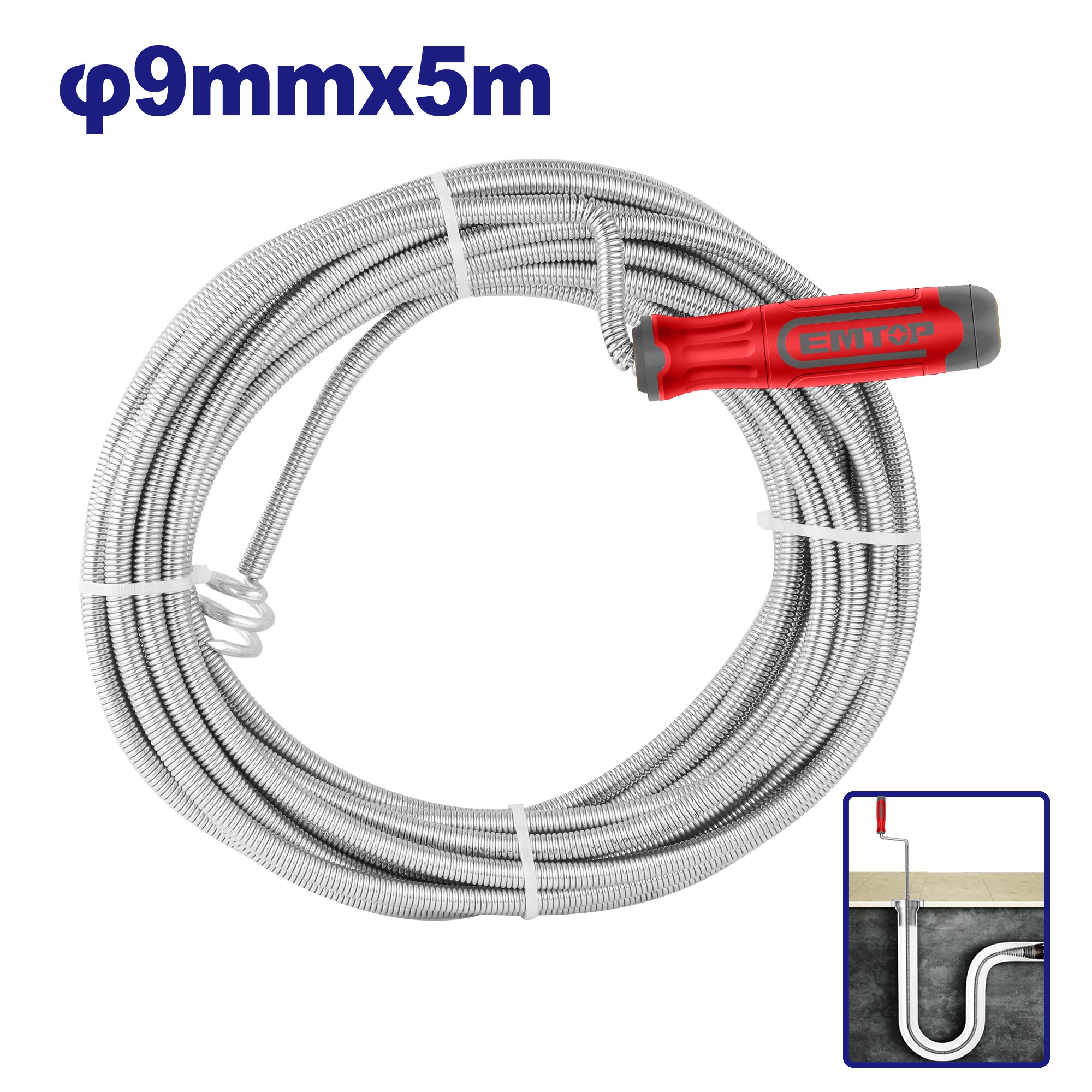 DESTAPACAÑERIA RESORTE 9MM 5MT - EMTOP EMDD2305