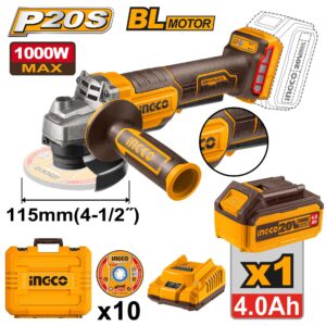 AMOLADORA ANG 4 1/2 / 115MM 20V 1000W C/KIT- INGCO CAGLI2111561-4
