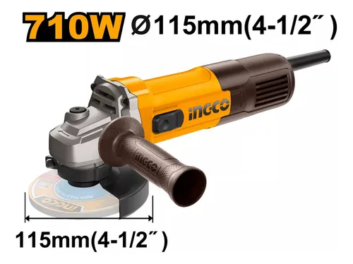AMOLADORA ANGULAR 4,5"/ 115MM 710W-INGCO 220-240V AG7118-4