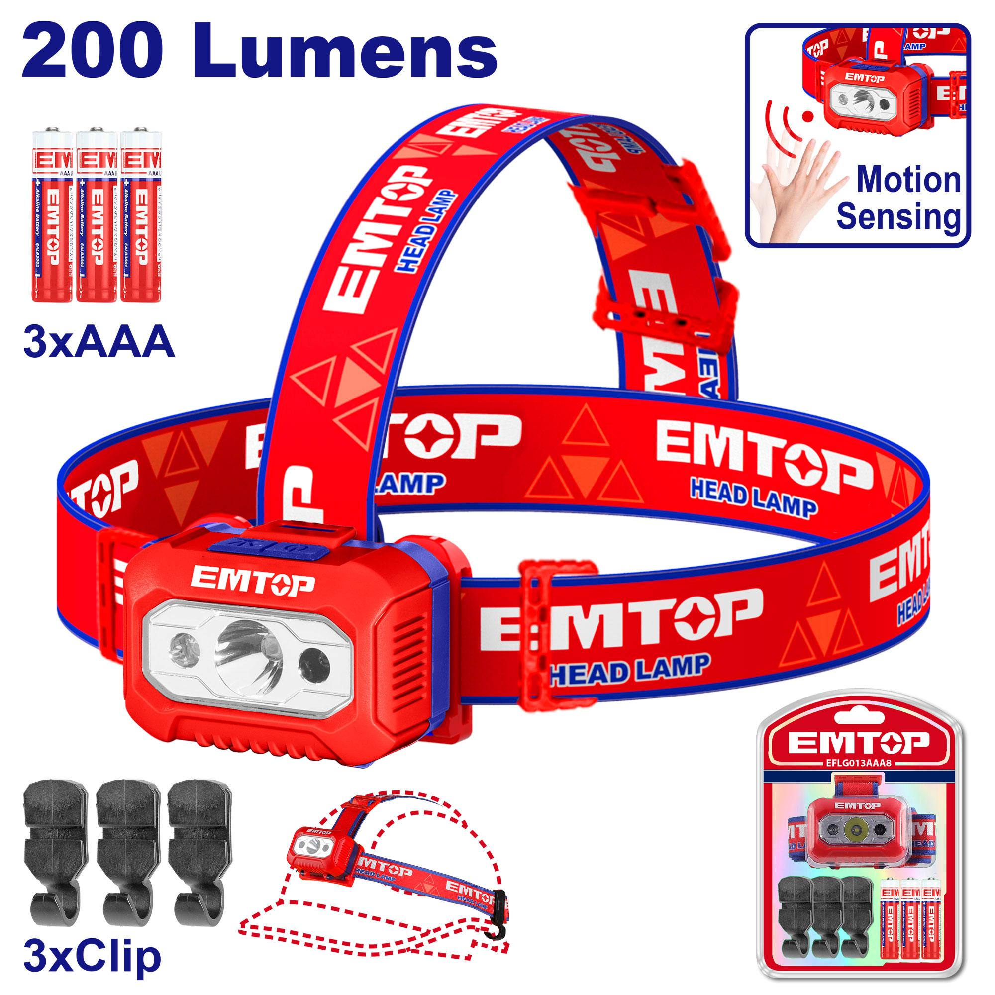 LINTERNA TIPO MINERO 3AAA 200 LUMENS-EMTOP EFLG013AAA8