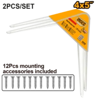 MENSULA BRACKET X 2 PCS BLANCO 100 X 120MM-INGCO HSB10405
