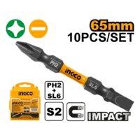 PUNTAS MAGNETICAS PH2 + SL6  X65MM X 10PCS-INGCO SDBIM21HL133