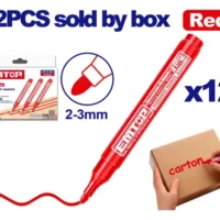 MARCADOR PERMANENTE ROJO PUNTA 2-3 MM 12U EMTOP EMJM1503