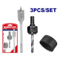 SET 3PCS SIERRA COPA 54MM PALETA 7/8 Y MANDRIL 3/8 EMTOP EKHS302